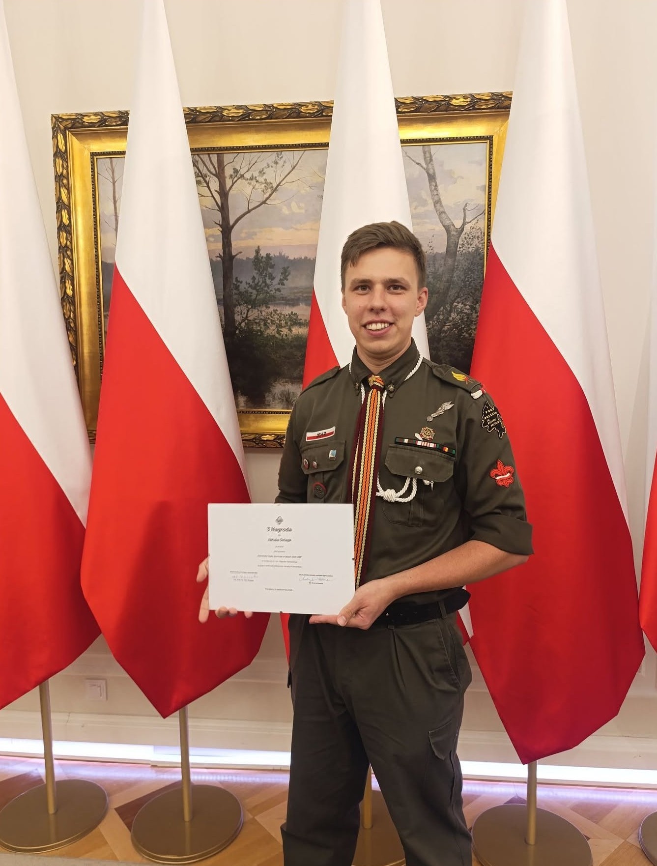 Jakub Deląg podczas uroczystości rozstrzygnięcia XIV Konkursu Prac Naukowych o Tematyce Harcerskiej im. Olgierda Fietkiewicza